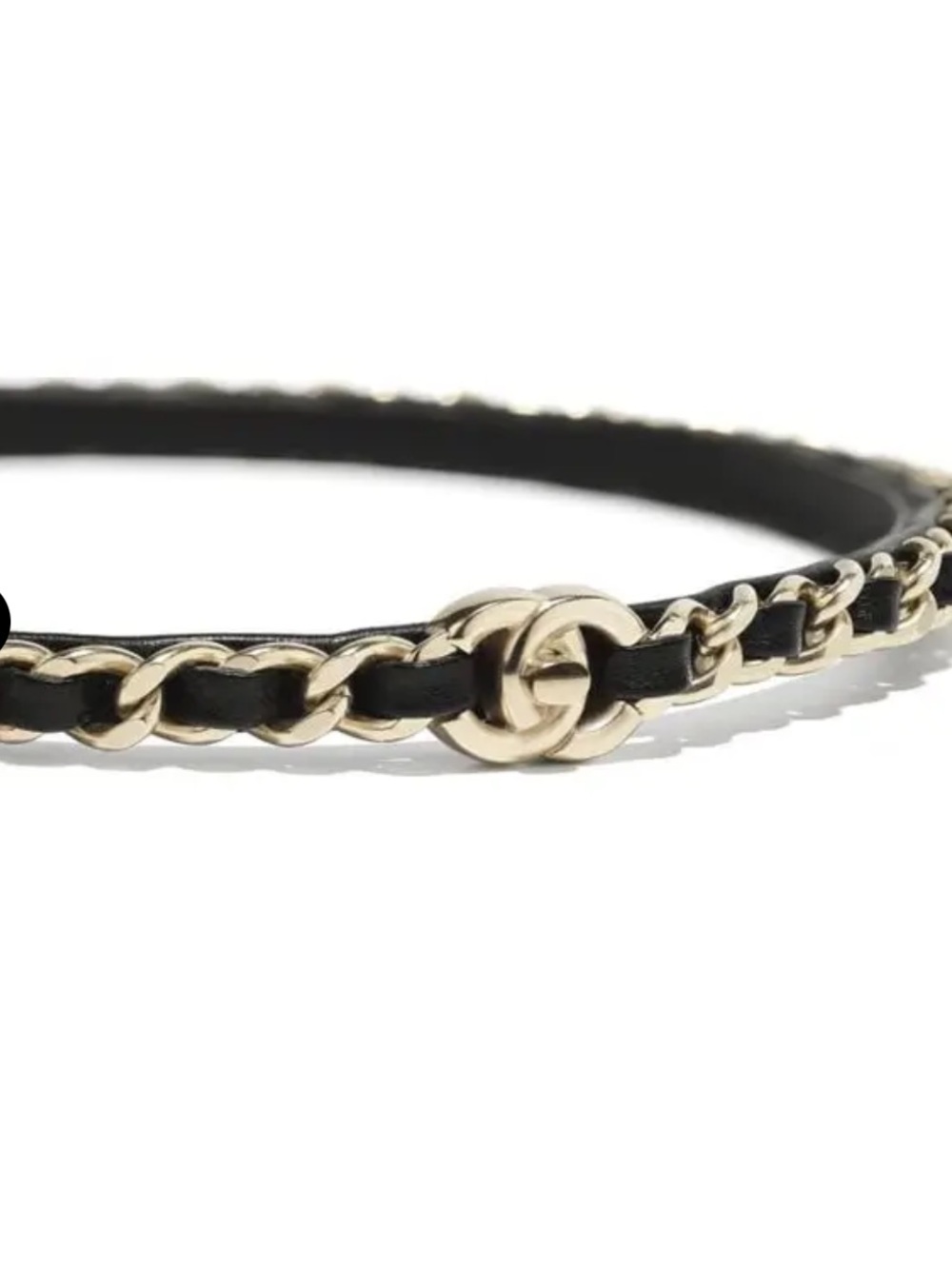 💎 ChaneI Turnlock Signature Gold Tone Black Leather Headband Hair Accessories 🎀 - Picture 5 of 6